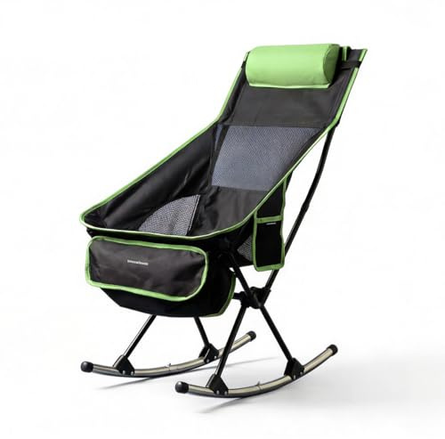 InnovaGoods - Faltbarer Camping-Schaukelstuhl 2-in-1, fester oder schwingender Stuhl, hohe Rückenlehne aus atmungsaktivem Netzstoff, Tasche, Nackenkissen, Tragetasche, tragbar, Camping, Outdoor