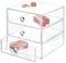 iDesign 35300 Makeup Organiser with Three Drawers, Sturdy Plastic Storage Box for Makeup, Accessories, Jewelry and More, Compact Dressing Table Organiser, Clear