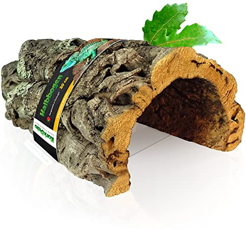 Korktunnel | Korkhöhle (Halbbogen) unten offen, 30 cm, Innenhöhe ≤ 11 cm | gereinigt & desinfiziert | Naturkorkrinde als Unterschlupf für Nagetiere, Reptilien, Vögel 100% Korkrinde