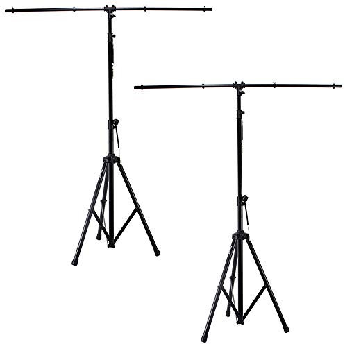 beamz Lightweight T-Bar Lighting Stand Pair - Adjustable DJ Light Stands for Professional Stage Lighting, Portable and Stable with Easy Setup - Ideal for Parties, Events, and Gigs