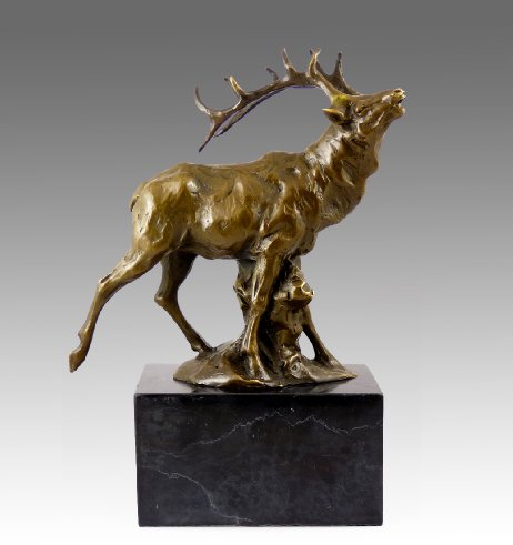 Kunst & Ambiente - Tierskulptur - Imposante Bronze Hirsch Figur auf Marmorsockel - signiert Milo - Dekorative Statue - Kunst online kaufen - Wohndeko - Innen