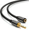 deleyCON 0,5m Cable de Extensión de Audio Estéreo - Jack de 3,5mm para Enchufe de 3,5mm - Cable AUX Enchufe de Metal - Negro