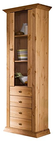 clever-moebel Glasvitrine, Vitrine aus Kiefernholz, gelaugt, Wohnzimmer-Schrank