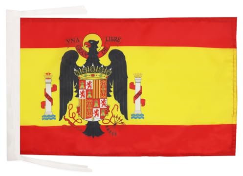 AZ FLAG Bandera de ESPAÑA DE Franco 1945-1977 45x30cm - BANDERINA FRANQUISTA ESPAÑOLA 30 x 45 cm cordeles