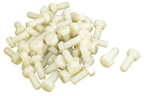 sourcing map M8 x 20mm filetage métrique complet Nylon vis tête hexagonale 50 PC