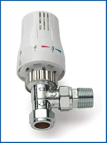 Thermostatventil, 1 x Thermostatkopf Weiß 1 x Ventil-Unterteil, Eckventil