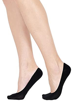 POMPEA Pack 6 Paia Salvapiede Donna Nero Bianco Cotone Antiscivolo (6 Paia Nero - 35/38)