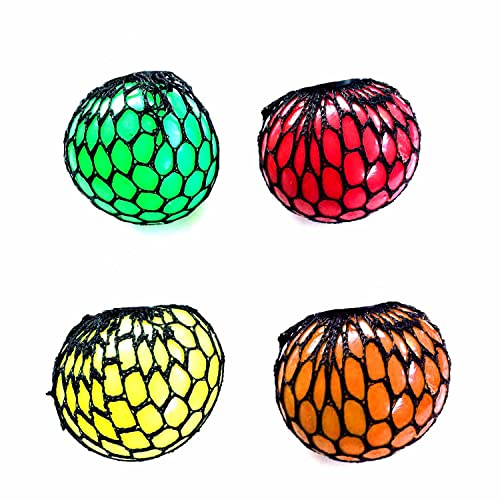 HAC24 4X Quetschball im Netz | Stressball | Anti Stress Ball | Knautschball | Knetball