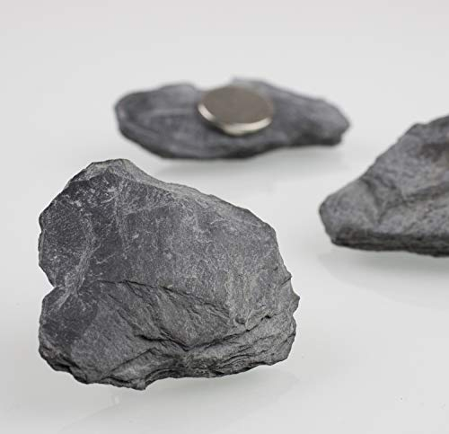 Starke Schiefermagnete Neodym für Magnettafeln, Whiteboards und Kühlschränke (Steinmagnet Schiefer in Graphit-Schwarz, 4)