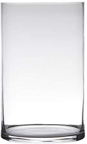 Dekoglas, Vase Zylinder Cold Cut H. 30cm D. 19cm transparent rund Glas Hakbijl