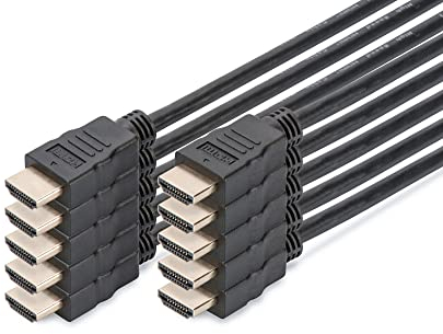 DIGITUS Câble HDMI - HDMI 2.0-2m - Lot de 10 - avec Canal Ethernet - UHD 4K 60Hz - Compatible avec TV, projecteur, Moniteur - Contacts plaqués Or - Noir