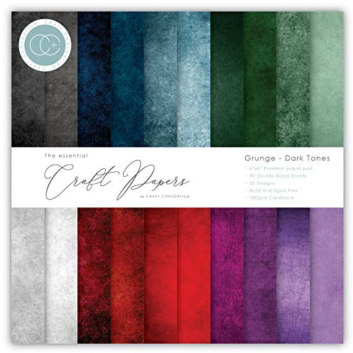 CRAFT CONSORTIUM LTD CCEPAD007B Papierblock zum Basteln, 15,2 cm, DK, Grunge-dunkle Töne, 20 Designs, Einheitsgröße