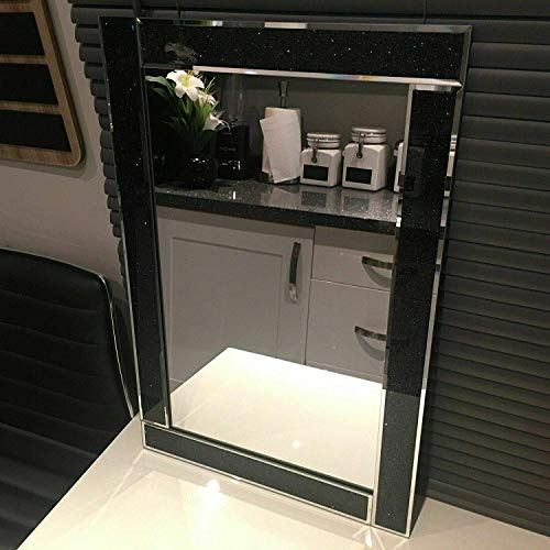 CAPRISTAR 40x60cm Glitter Black Frame Rectangle Shape Designer Large Wall Mirror Beautiful Decoration Art Piece Gift-Give a Great Interior Look To Your Home