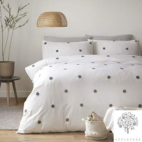 Appletree - Grey Polka Dots Duvet Cover - Single, 140 x 200cm - Soft 100% Cotton, 1 Pillowcase