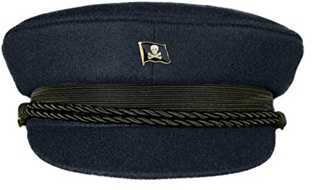 MADSea Elbsegler Premium Tuch mit Flaggenpin Pirat Jolly Roger dunkelblau Pin, Größe:53, Pins:Pirat Jolly Roger