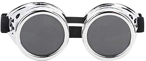 Alomejor Steampunk Goggles Steampunk Sonnenbrillen Schweißen Punk Classic Cosplay Brillen für Party Prop Decor(Love Type-Silberfarben)