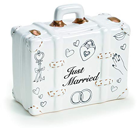 jakopabra Spardose Hochzeit Sparbüchse Koffer in weiß/Gold/Hochzeitsgeschenke Geldgeschenke
