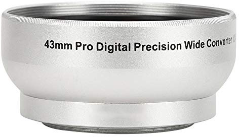 Obiettivo macro 0.45X, lega di alluminio 43mm Ingrandimento fotocamera 0.45X Ingrandimento grandangolare argento Lente aggiuntiva per obiettivo fotocamera 43mm