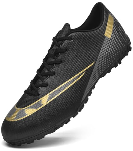 Topwolve Fußballschuhe Herren Kunstrasen Fussballschuhe Professionelle Kinder Athletics Trainingsschuhe Sport Outdoor Football Schuhe,Schwarz Gold,36 EU