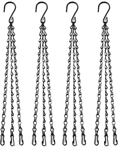HH-LIFE 4 pezzi 36cm(14) Nero Catena Sospesa in Metallo Catena con Gancio a S e Clip per Appendere Vaso Mangiatoie per Uccelli Vasi da Fiori e Ornamenti