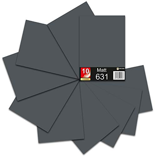 Din A4 Bogen 30x21cm 621/631 Plotterfolie Folie Vinyl Autofolie (073 Dunkelgrau, 10er Set 631 Matt)