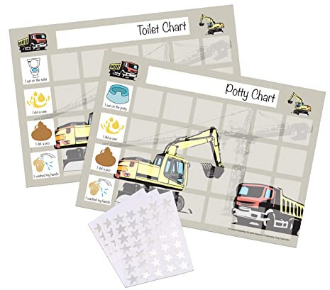 Potty Toilet Training Sticker Chart for Toddlers by Cerise Publishing (Diggers)