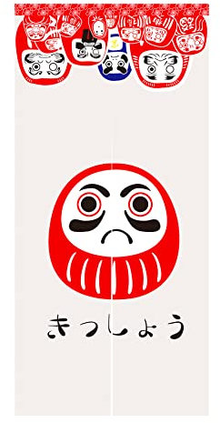 LIGICKY Japanischer Stil dick Leinen Noren Lang Vorhang Tür Vorhang Raumteiler Tapisseri für die Heimtextilien 85 x 180 cm (Puppe Daruma)