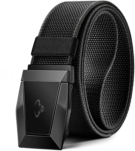 BULLIANT Taktischer Gürtel, Gürtel Herren Arbeitsgürtel Militär Wandern 3,8cm,Schnellverschluss Metallschnalle(Schwarz,135cm/42-46 taille verstellbar)
