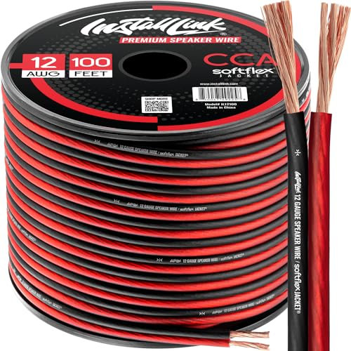 12 AWG Gauge Speaker Wire Cable (100 Feet) Stereo, Car or Home Theater, CCA by Install Link