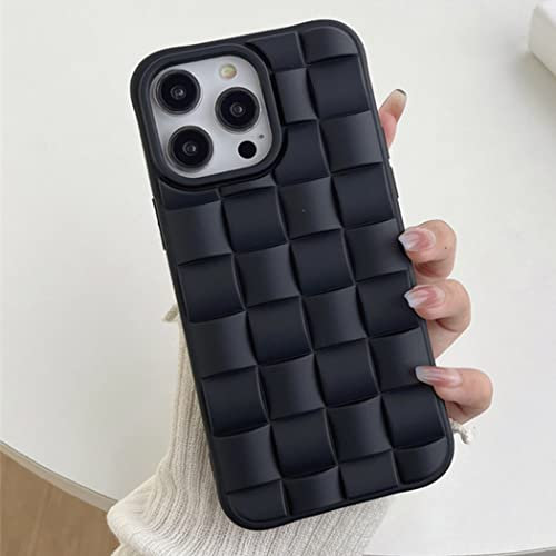 UEEBAI Compatible for iPhone 12 Pro Max 6.7 Case, 3D Laid Grid Desgin Slim Lightweight Soft Silicone Phone Cover Shockproof Protective Bumper Corners Case for iPhone 12 Pro Max Women and Girls - Black