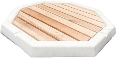 Piatto Doccia Ottagonale da Esterno Giardino 80 cm con Listelli di Legno Arkema Bianco