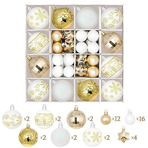 Gaoyong Weihnachtskugeln, Christbaumschmuck, Plastikkugeln als Dekoration Weihnachtsbaum, Restaurant, Garten, Mini-Weihnachtskugeln Weiß