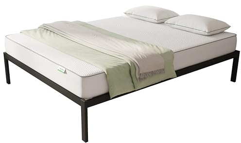Novilla Bettgestell 180 x 200 cm, Bettrahmen mit Lattenrost, Bettgestelle aus Metall mit Lattenrost, Doppelbettgestell, Stauraum unter dem Bett, Einfach Montage, Schwarz