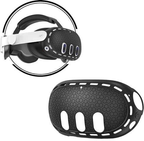 Baomaeyea VR Headset Shell Schutzhülle für Meta Quest 3,Silikon VR Shell Front Face Protector Abdeckung Kompatibel mit Meta Quest 3 Schockproof & Dauerhafter umfassender Schutz für VR(schwarz)