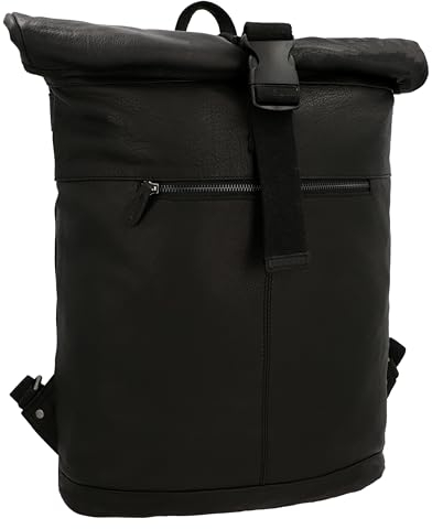 Gusti Leder Rucksack Mattis - Handgefertigter Rolltop Lederrucksack Herren & Damen - Vintage Rucksack Leder Damen & Herren mit Platz für Notebook & Co.