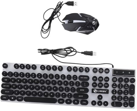 AOKWAWALIY 12-Key Multimedia Keyboard Ergonomic Keyboard and Mouse Set Waterproof Design Black for Gaming