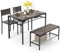 COSTWAY Esstisch Set 4-teilig, Küchentisch mit 2 Stühlen & 1 Bank & Regal, Essgruppe Sitzgruppe Industrie, Esszimmertisch Metallrahmen, Bartisch Set für Küche Esszimmer (grau)