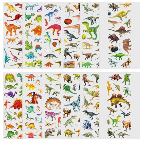 Vicloon 3D Aufkleber für Kinder, 12 Blätter Kleinkinder Geschwollene Aufkleber, bauschige Aufkleber, Lebendige Kinderaufkleber3D-Aufkleber für Jungen, Mädchen, Lehrer als Belohnung (Dinosaurier)