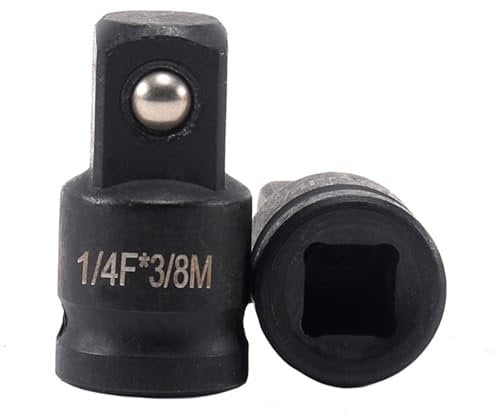 Juttzzei Impact Socket Adapter, 1/4 Inch Drive (F) x 3/8 Inch (M) Socket Adapter, Premium Black Chrome Vanadium Steel 1/4 x 3/8 Impact Socket Reducer for Use with Air Impact Wrenches, Breaker Bars