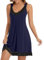 Xuepelit Nachthemd Damen Sexy Spitze Sommer Unterkleid für Frauen Nachtwäsche Nachthemden Baumwolle Unterkleider，Blau S