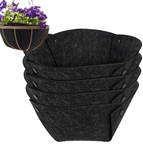 4 forros de tela para macetas | Forro para cestas de macetas para exteriores | Revestimientos de repuesto de fibra de coco para colgar en la pared para plantas
