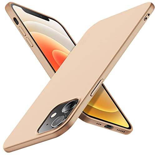 X-level for iPhone 12 Mini Case, [Guardian Serie] Ultra Thin Slim Soft Flexible TPU Bumper Matt Finish Protective Phone Cover Compatible with iPhone 12 Mini 5.4''- Gold