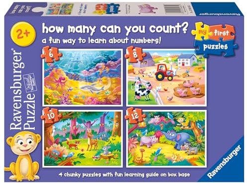 Ravensburger Counting Animals - My First Jigsaw Puzzles for Toddlers Age 2 Years (24 Months) - 6, 8, 10 & 12 Pieces