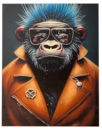 Kare Design Wandbild Fashion Gorilla, Bunt, Rechteckig, Glasbild, 4mm ESG Sicherheitsglas, Tierisches Design, Affe, Wandkunst, Bild, Schlafzimmer, Wohnzimmer, Glas, Polypropylen, 80x60 cm (H/B)
