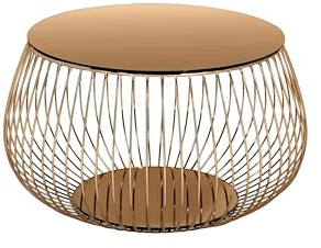 Dynamic24 Couchtisch Ø72cm Metallkorb Beistelltisch Sofatisch Wohnzimmertisch Rosegold