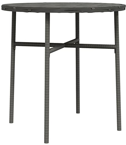 SDWEHO7 Ø 45 cm Polyrattan Beistelltisch Gartentisch Kaffee Tisch Balkontisch Gartenmöbel Kaffeetisch Teetisch Couchtisch Rattantisch, Grau