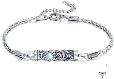 DAYLINLOVE Bar Hummingbird Urn Bracelet 925 Sterling Silver Sunflower Urn Bracelet for Ashes Hummingbird Cremation Jewelry for Ashes Keepsake Bracelet for Women Mom