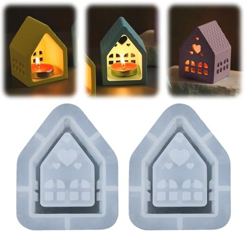 Weihnachten Silikonformen Gießformen Häuser, 3D Silikonform Haus Silikonform Kerzenhalter Silikonform Gießformen Silikon,Gießen Giessformen Silikon Gießform Kerzenhalter (2PCS)