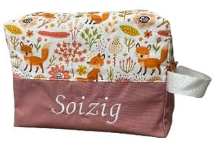 Trousse de toilette enfant personnalisée 8 coloris (RENARD/VIEUX ROSE)