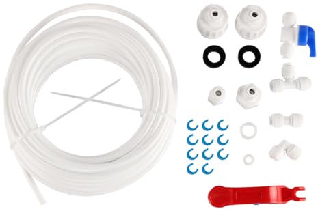 Ieron 15m Water Inlet Pipe Universal Connection Set with Hose Clamp for Refrigerator Side by Side Fridge Hose Reverse Osmosis System Drinking Water 6.35 mm/1/4 Inch